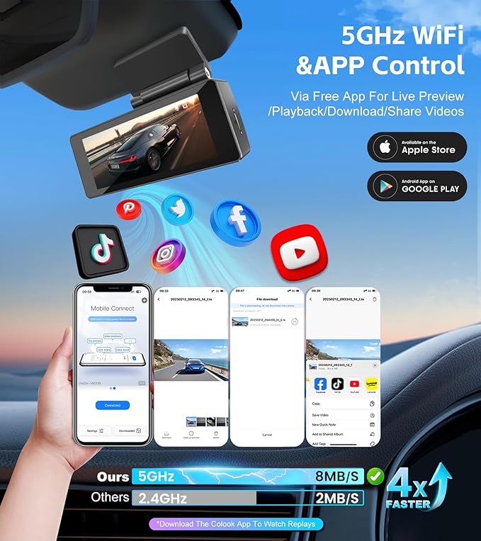 4K+2K Dash Cam Front and Rear, Dash Camera