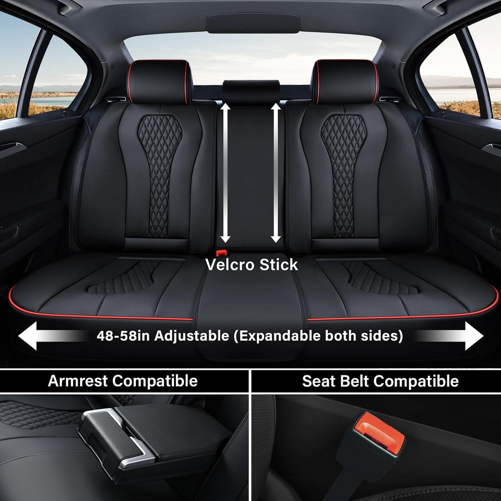 Coverado Car Seat Covers, Rear Car Protectors, Black Leather Seat Covers, 3-P...