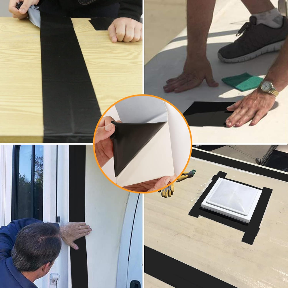 Butyl Sealant Waterproof Tape RV Roof Repair Tape Black, 4 Inch X 50 Feet