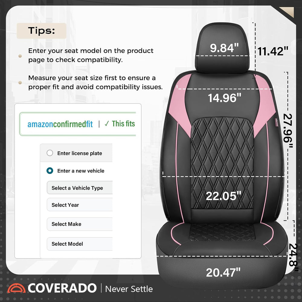 Coverado Leather Seat Covers, Waterproof Car Seat Covers Front Seats, Luxury ...