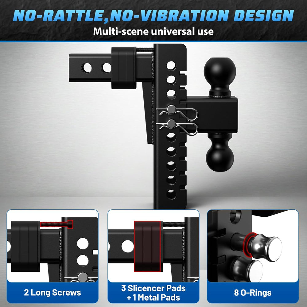 Adjustable Trailer Hitch, 8In Drop Hitch Only Fit 2 Inch Receiver