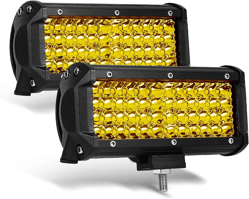 Chelhead 7 Inch Yellow LED Light Bars 96 PCS 13824LM Quad Row Waterproof Spot...