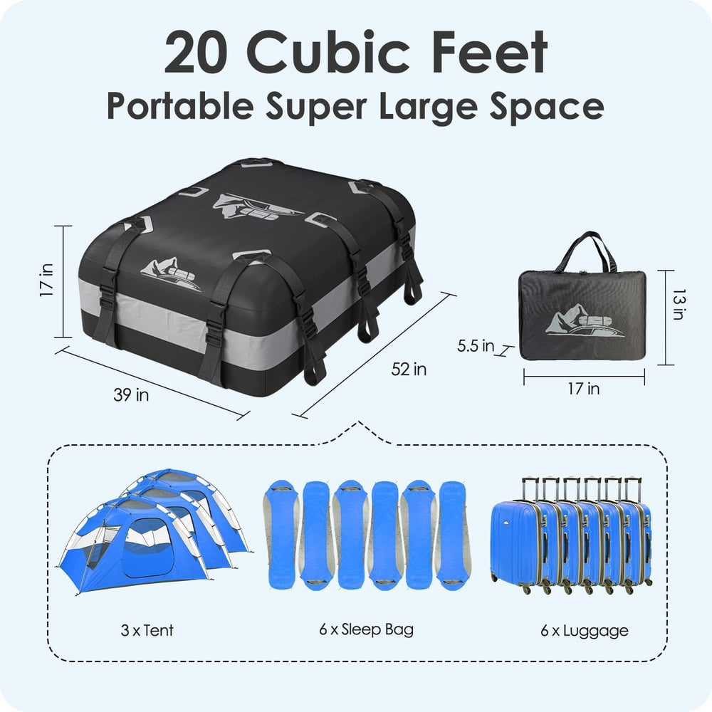 Car Rooftop Cargo Carrier Bag 20 Cubic Feet, 100% Waterproof Heavy Duty Car R...
