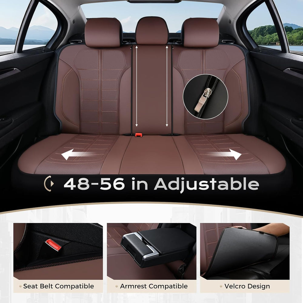 Coverado Full Set Leather Car Seat Covers, Crafted with Full Leather Construc...