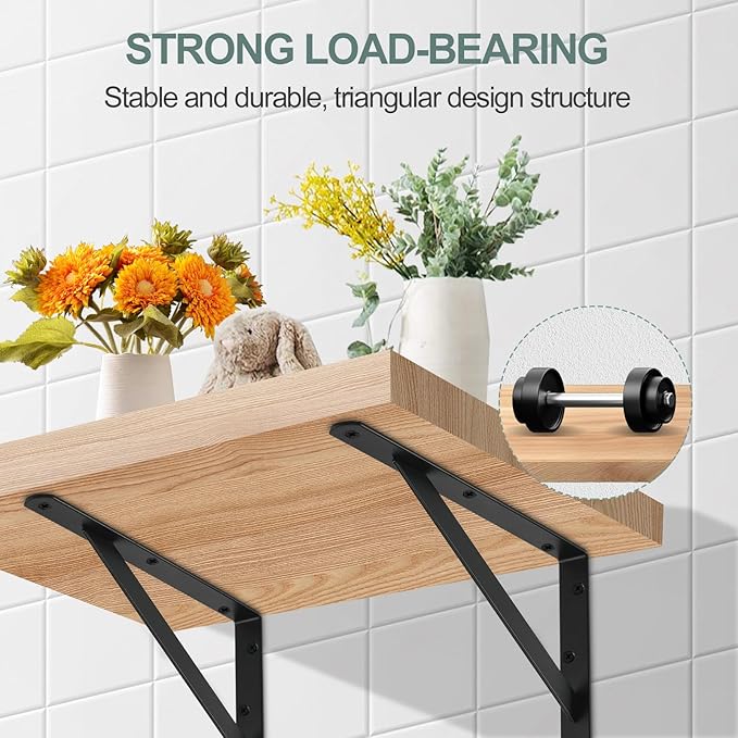 24 Pack L10 x H 8" Black Heavy Duty Shelf Brackets