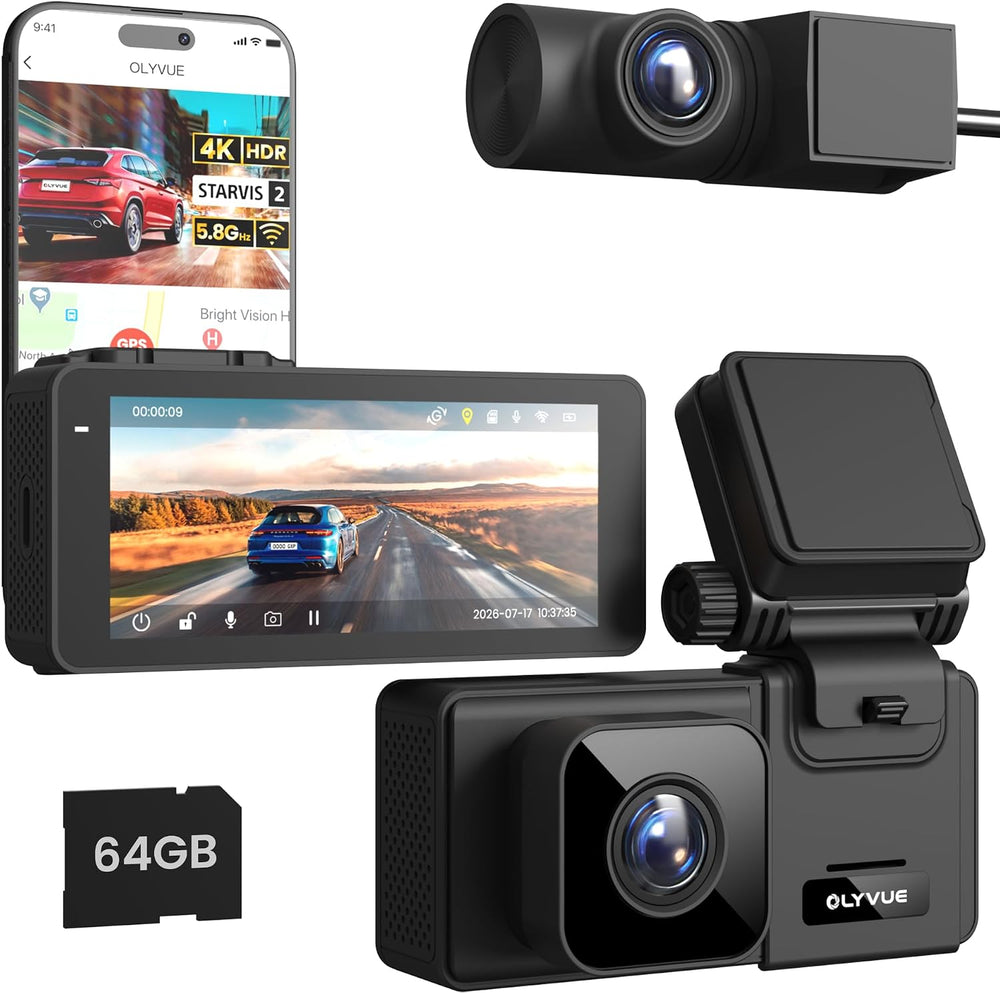 V77 Dual Channel Dash Cam Front 4K Rear 1080P w/Dual STARVIS 2 Sensors, Super...