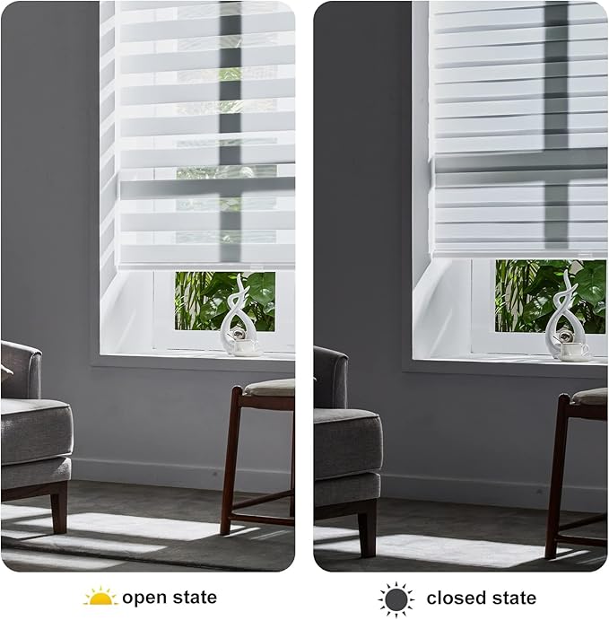 Persilux Zebra Blinds for Windows Cordless Roller Shades for Windows, Privacy