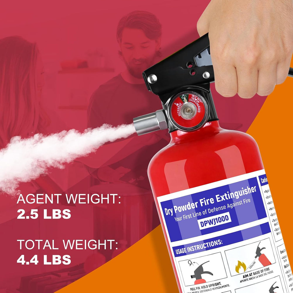 2 Pack Fire Extinguishers with Mount, 2.5 lb ABC Dry Chemical 1-A:10-B:C