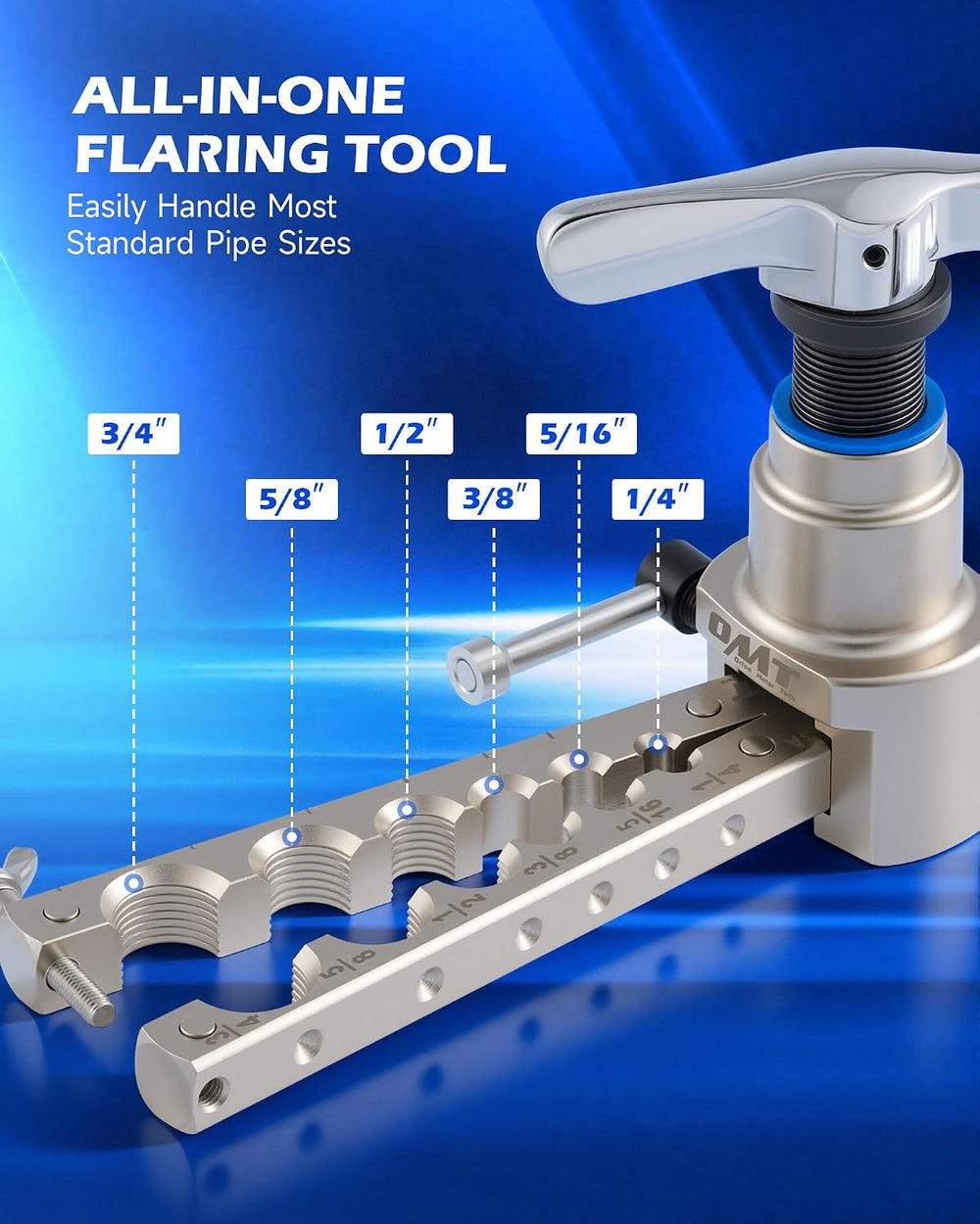 OMT Eccentric Flaring Tool for HVAC Tubing, 1/4in-3/4in Magnetic Limit