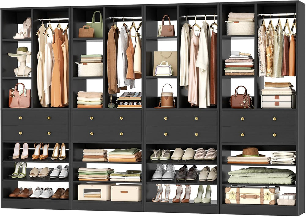 Besiost Closet System, 111"/9.3 FT Closet Organizer System with 8 Drawer...