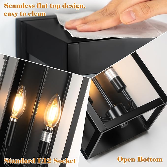 Outdoor Wall Lights 16 Inch Large, 2 Pack Black Modern Exterior Lighting