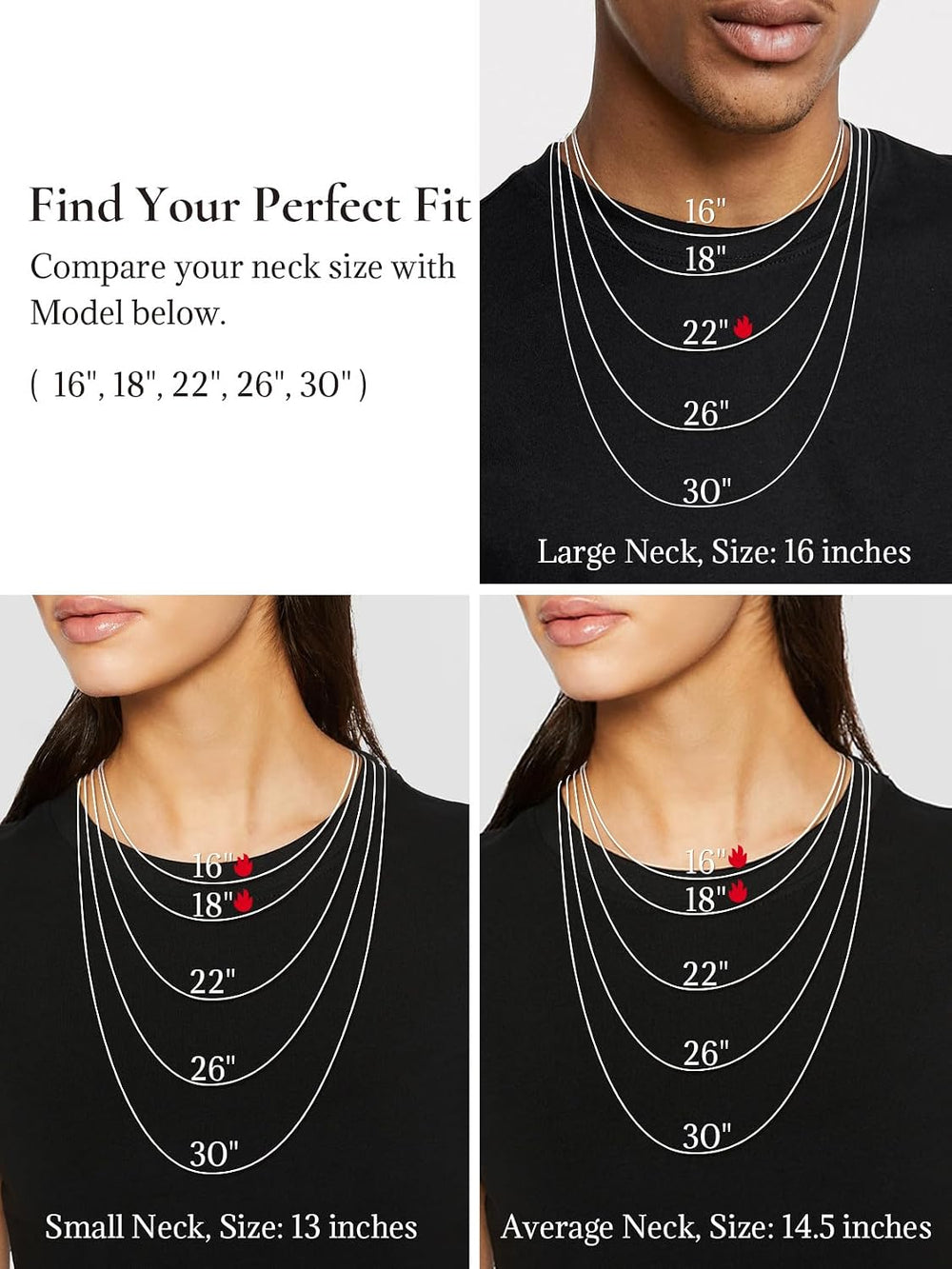 SILVERCUTE 925 Sterling Silver Necklace for Women,1mm/1.3mm/1.5mm/1.6mm Thin ...