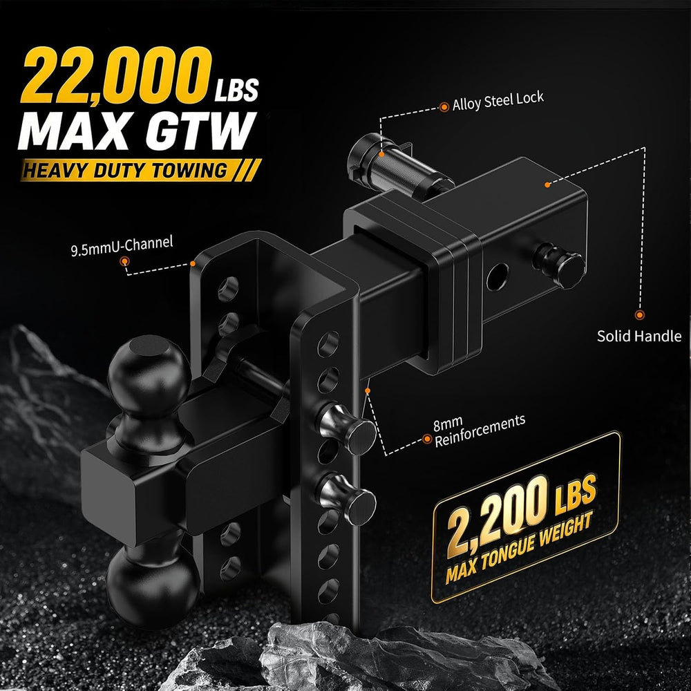 Adjustable Trailer Hitch for 2.5" Receiver,Heavy Duty 6" Drop Tow H...