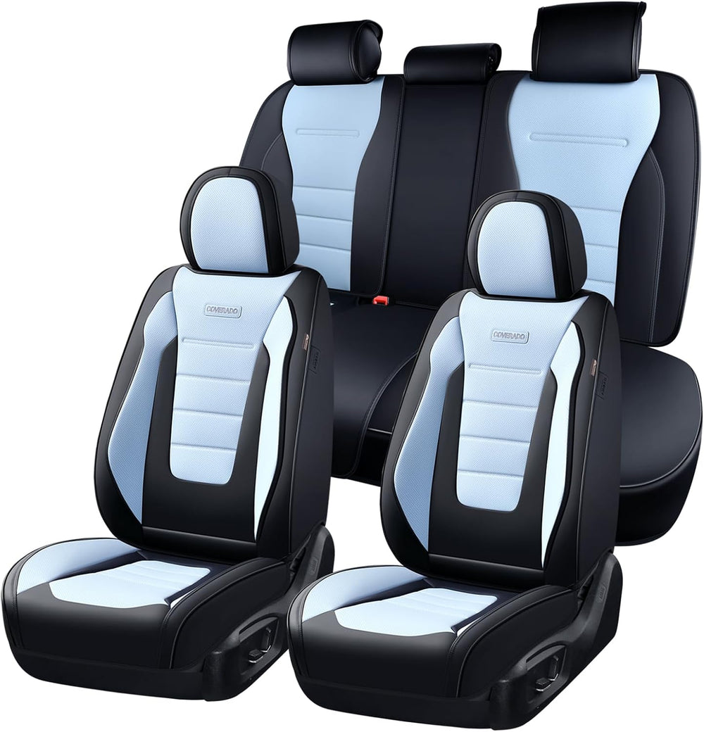 Coverado Car Seat Covers Full Set, Nappa Leather Seat Covers for Cars, Car Se...