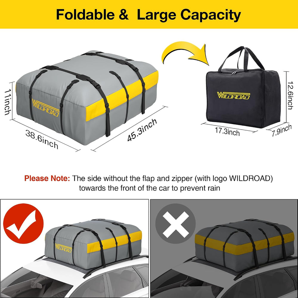 WILDROAD Car Roof Bag Rooftop Cargo Carrier, 21 Cubic Feet Waterproof Roof Lu...