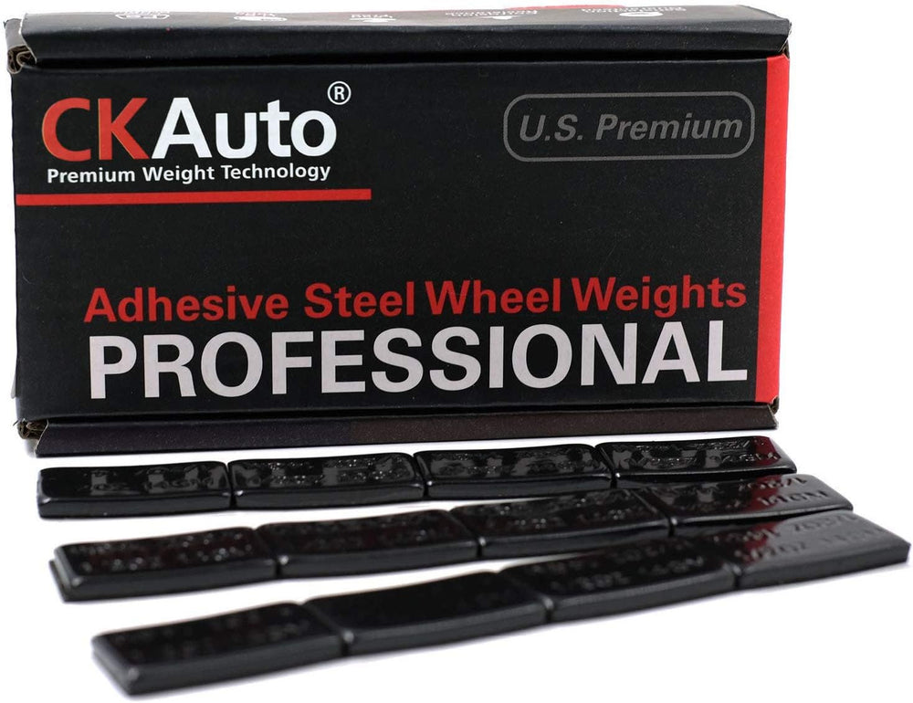 CKAuto 1/2oz, 0.5oz, Ultra Slim Low Profile, Black Adhesive Stick on Wheel We...
