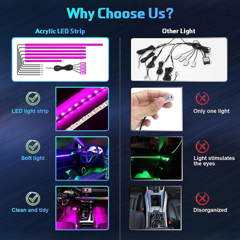 Acrylic Interior Car Lights, Car Accessories 10 in 1 Car LED Strip Lights wit...