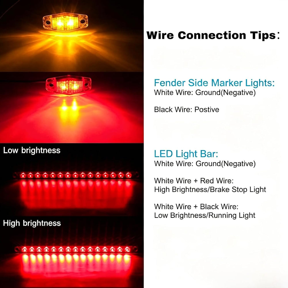 6" Boat Trailer Lights Kit, Submersible LED Trailer Light Rectangle