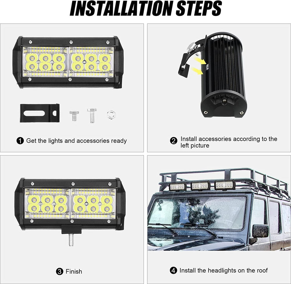 7 Inch LED Light Bars, LED Light Pods 156W 12000lm 12V 24V Offroad Driving Fo...