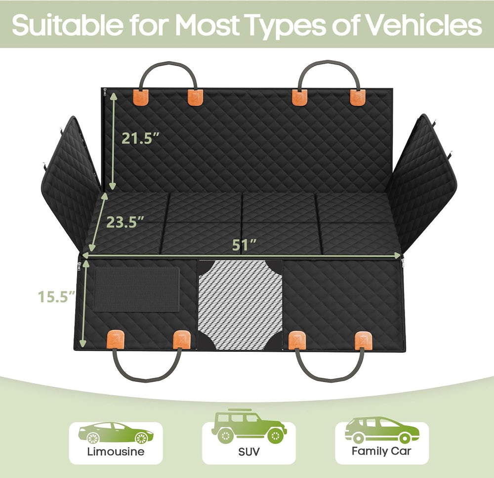 Dog Car Seat Cover for Back Seat, Hard Bottom Back Seat Extender