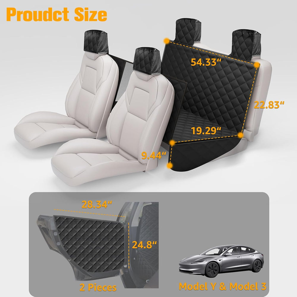 Dog Seat Cover for Tesla Model 3 & Y Back Seat + 2 Door Protectors