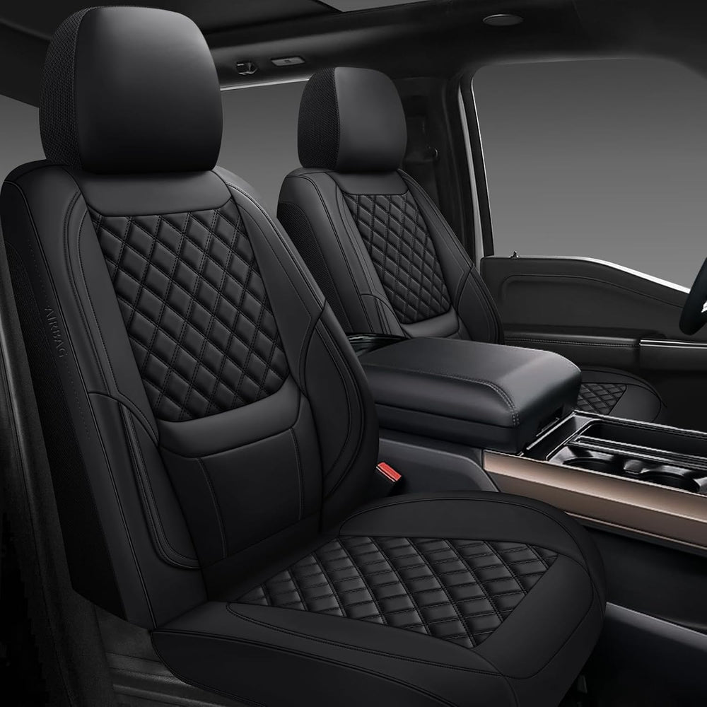 Black Faux Leather 5-Seat Car Seat Covers Full Set
