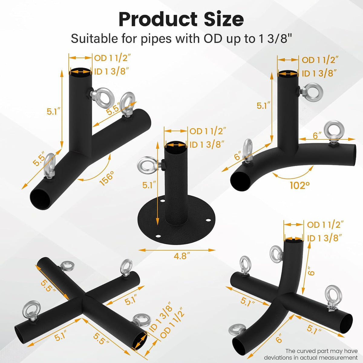 1 3/8'' Canopy Fittings for 8 Leg Carport Frame Parts(20Pcs)