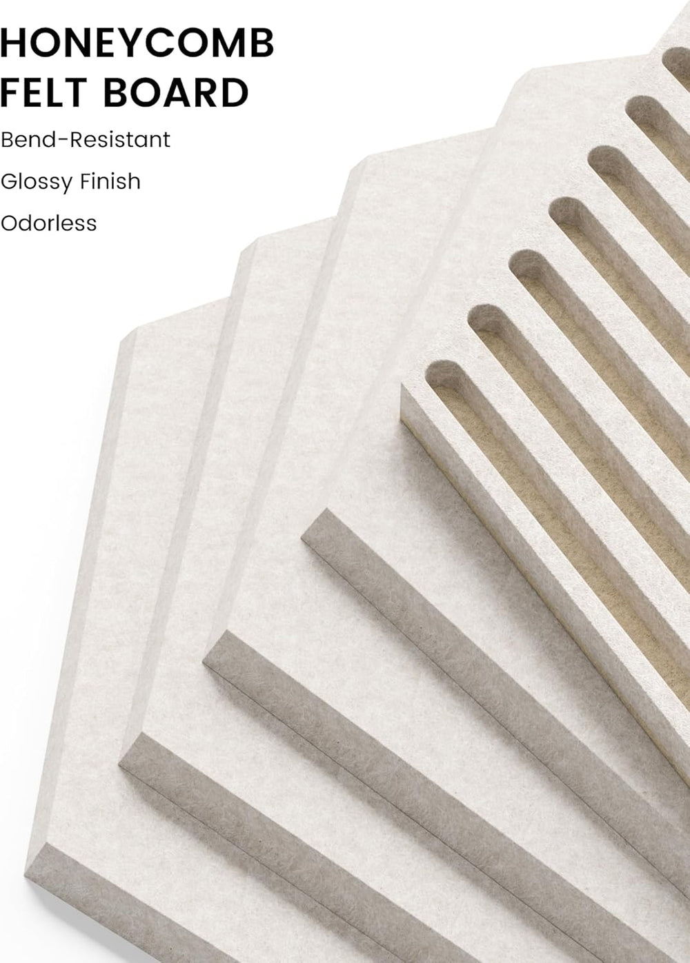 Fluxynara 10-Pack Hexagon Felt Bulletin Board Tiles, Oatmeal