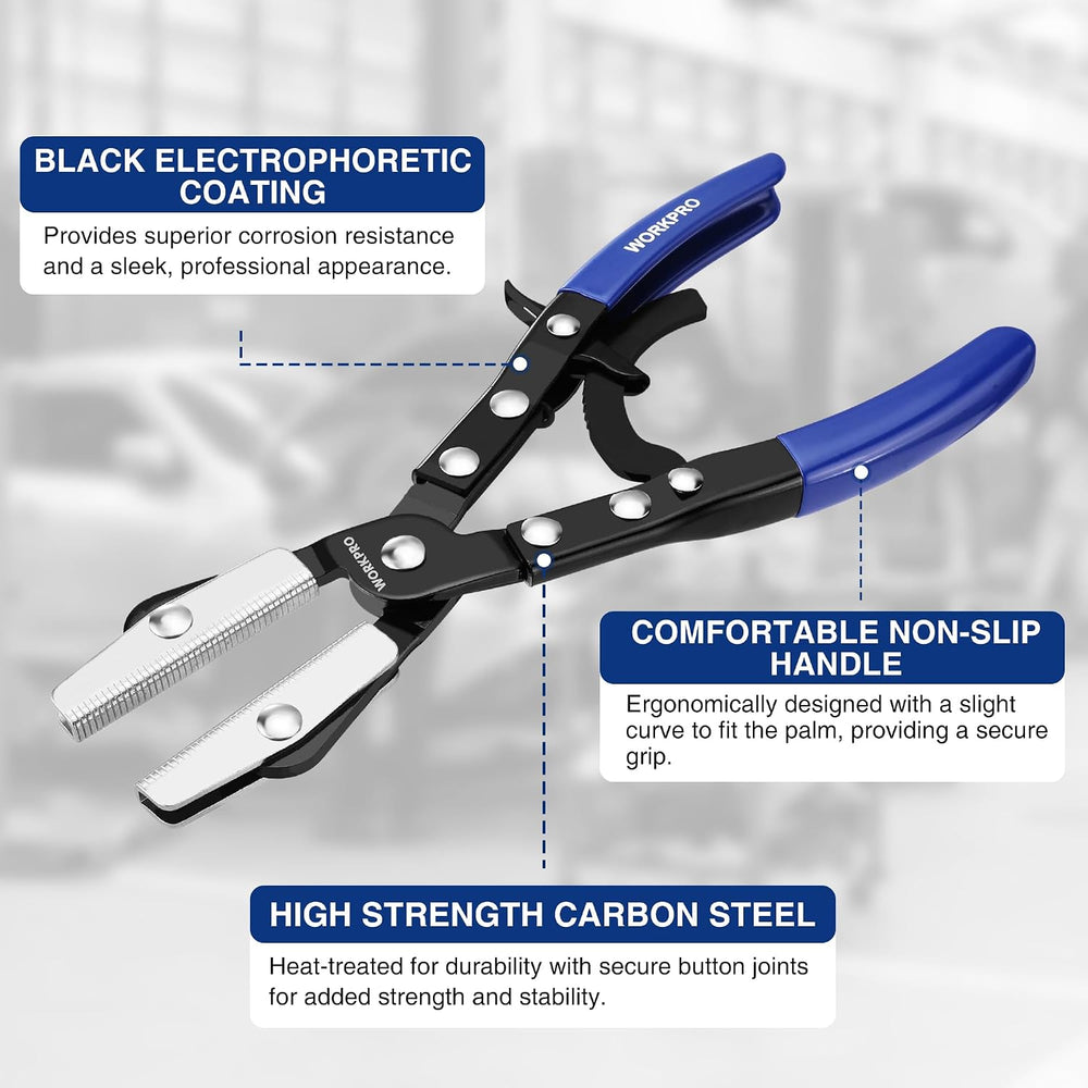 WORKPRO 3-Piece Ratcheting Hose Pinch Off Pliers Set with Storage Bag