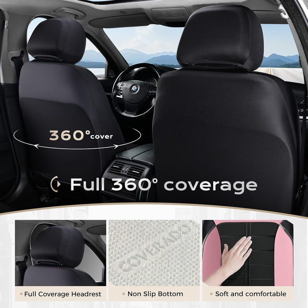 Coverado Car Seat Covers Front Seats Luxury Faux Leather Waterproof Seat Cove...