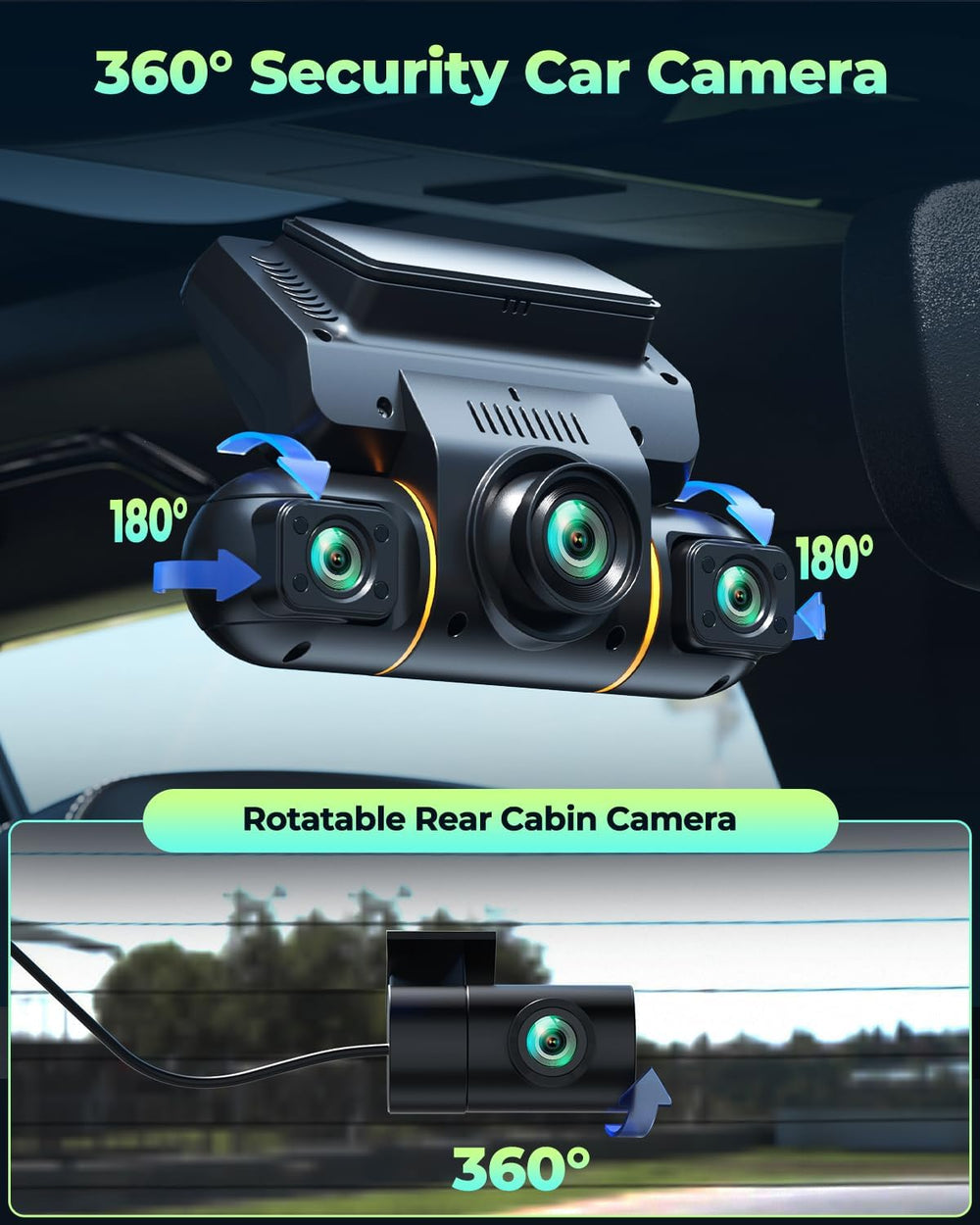 LAMTTO 4 Channel Dash Cam 360 View Front and Rear Inside Left Right