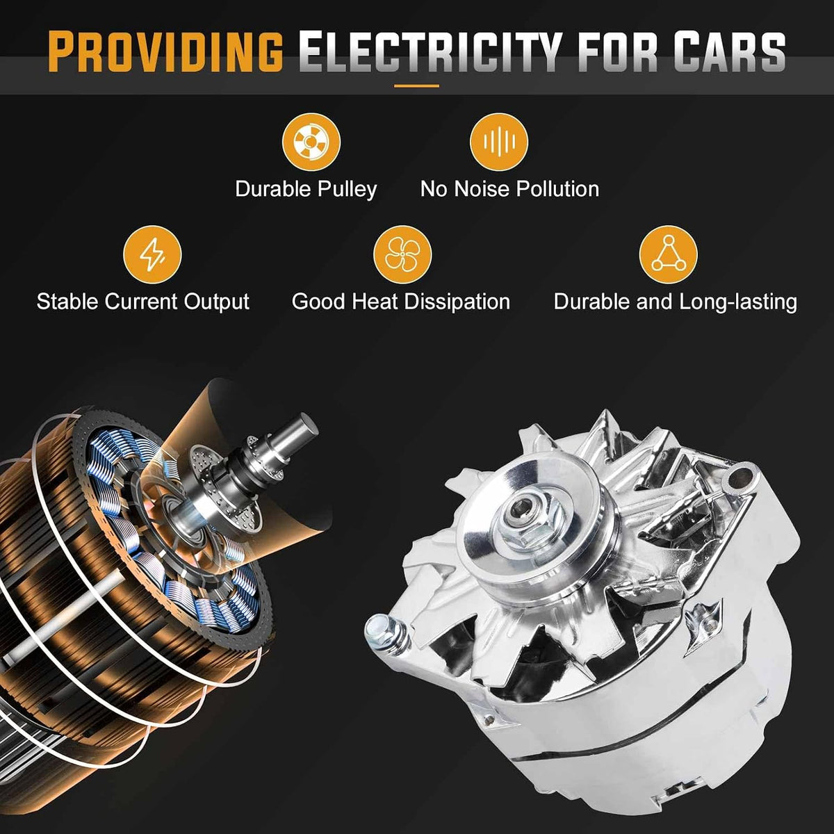 1-Wire Alternator Replacement Compatible with Buick for Chevrolet 12V 100 Amp 10SI Self-exciting SBC BBC GM 350 Replace for ADR0335-C 400-12395 240-203-3DC