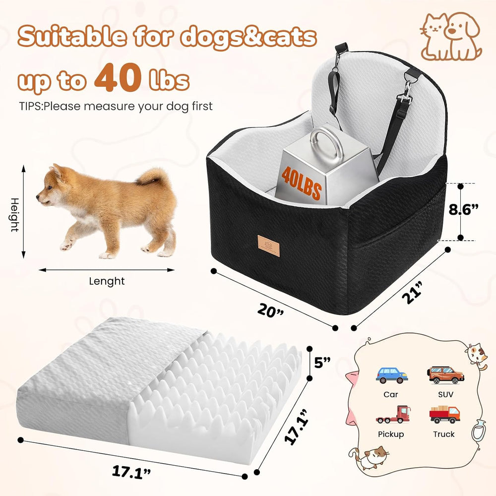 Dog Car Seat for Medium/Small Dogs, Dog Booster Car Seat, Pet Booster Seats U...