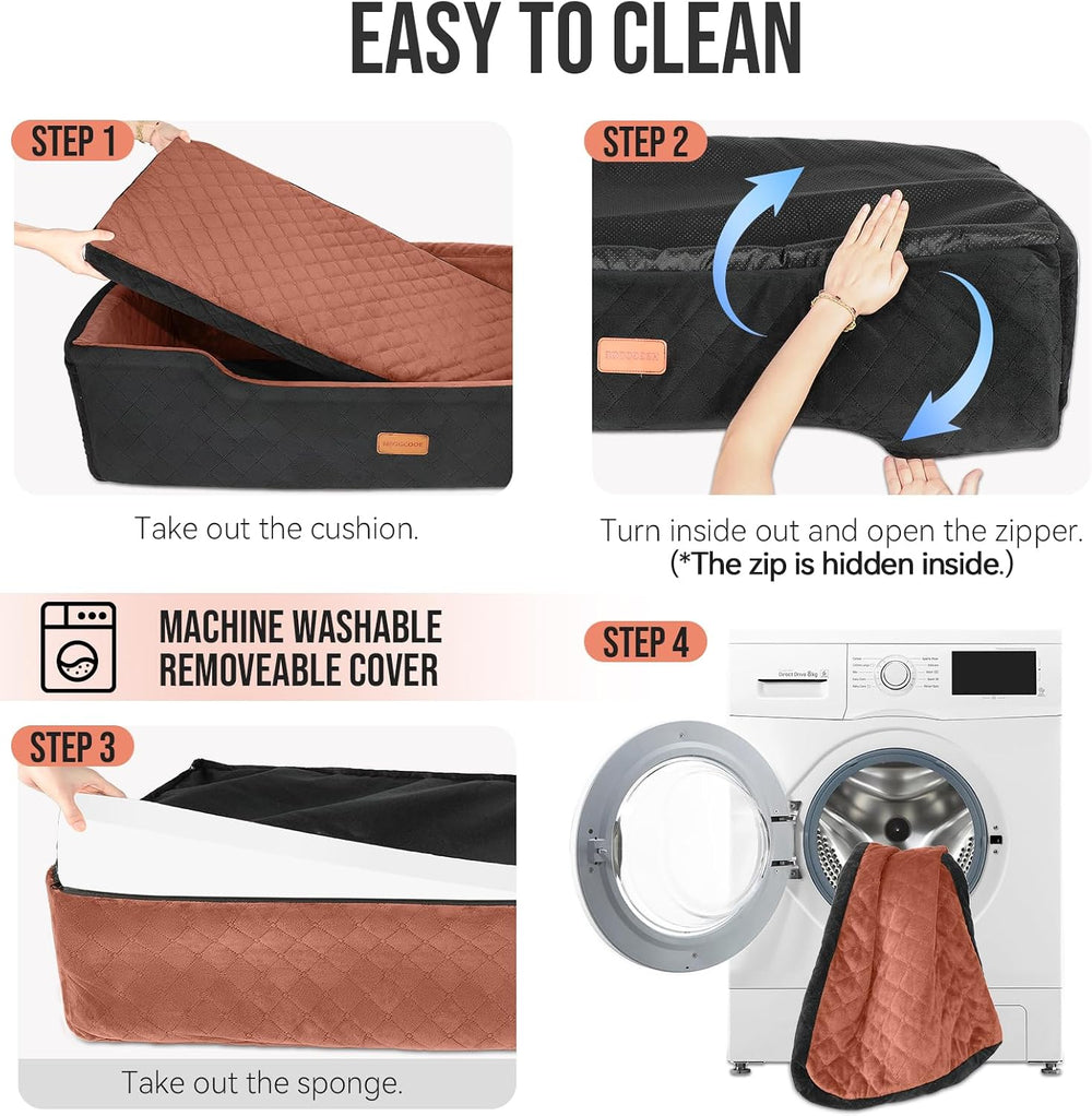 Large Dog Car Seat Under 100 lbs, Washable Dog Car Bed for 2 Medium Dogs, Det...