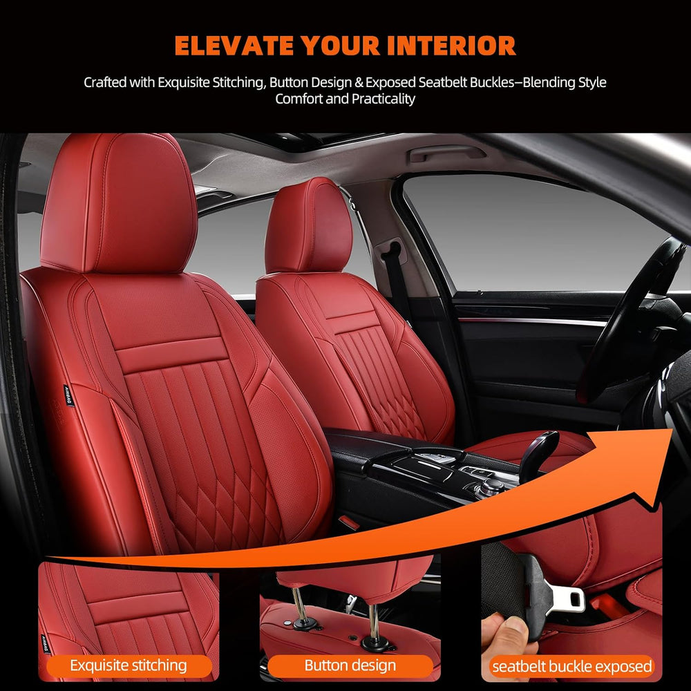 5-Seater Waterproof and Breathable Nappa Leather Car Seat Covers Full Set, Fi...