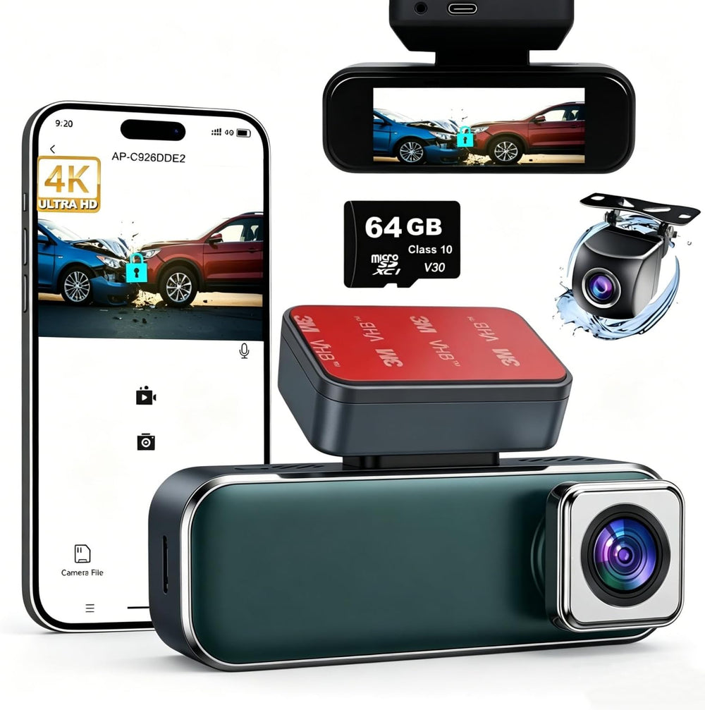 Car Camera -Dash Cam Front Rear,4k+1080P Dash Camera for Cars with WiFi App