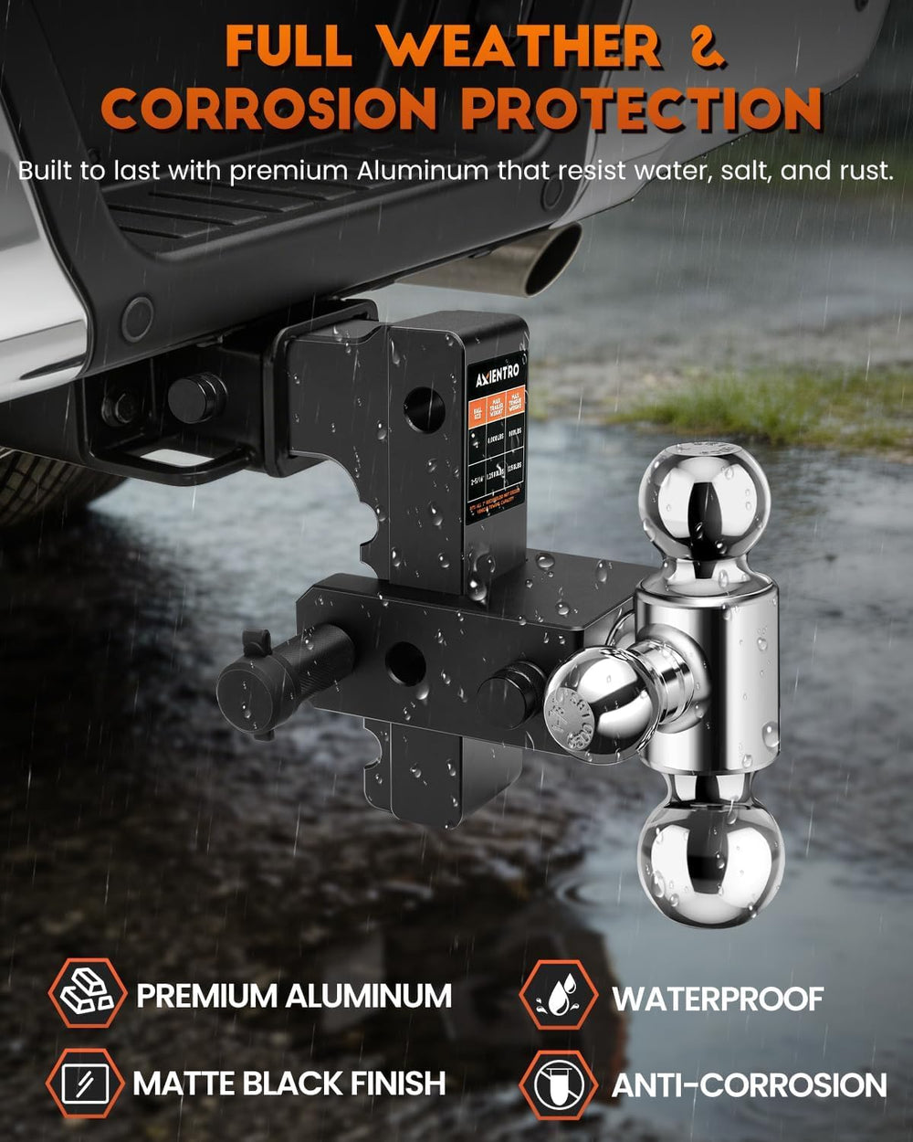 Adjustable Trailer Hitch with 1-7/8" & 2" & 2-5/16" Balls