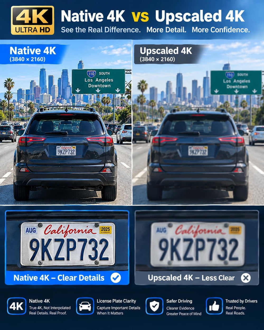 4K Dash Cam Front Rear Inside Free 128GB Card STARVIS 2 HDR Night Vision