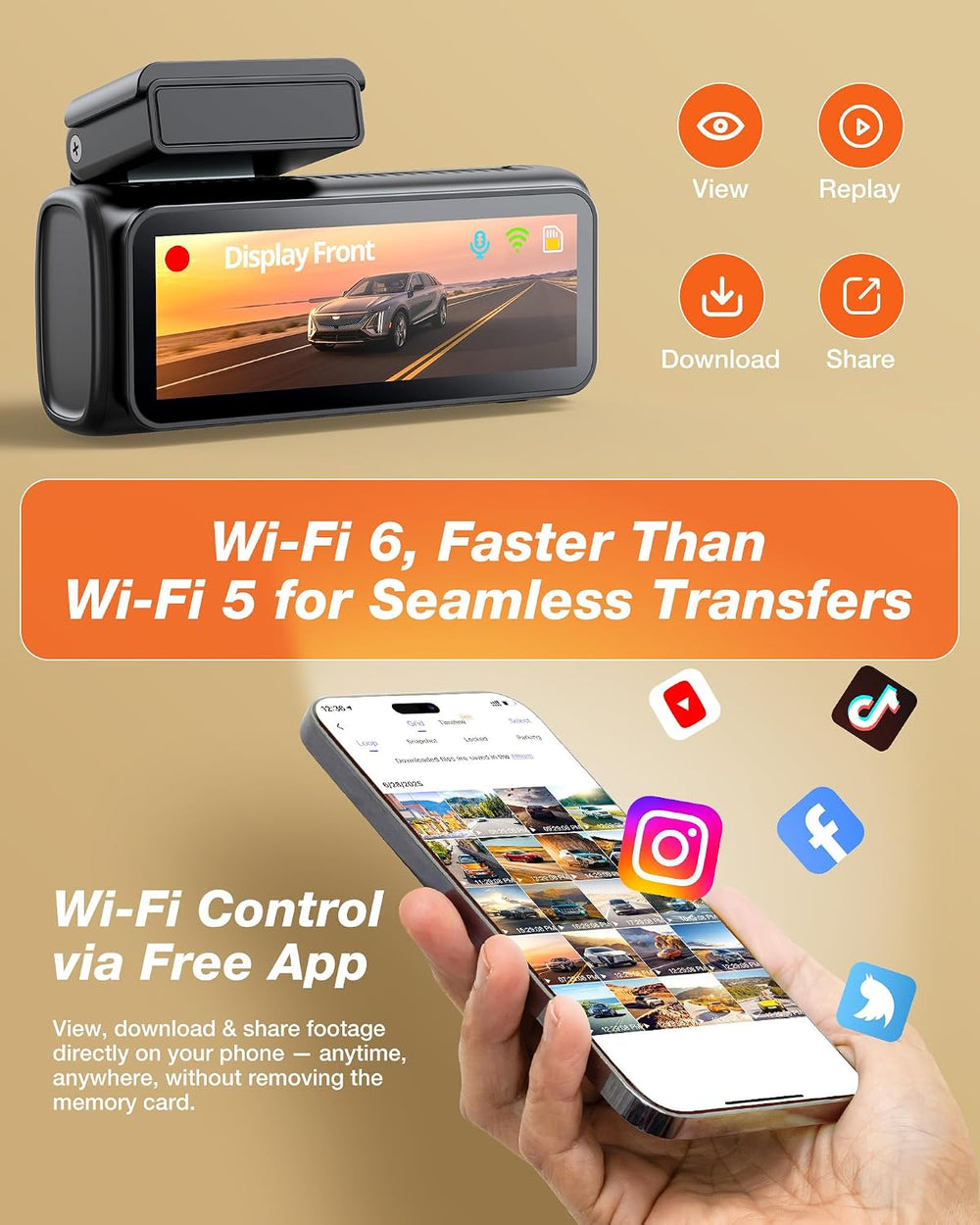 iZEEKER 4K Dash Cam Front and Rear, 4K+1080P Wireless Dash Camera for Cars