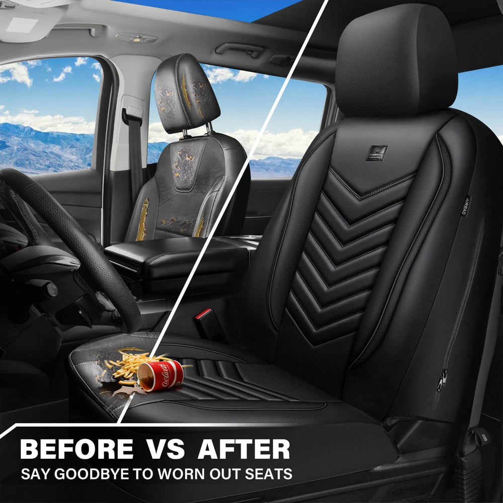 CAR PASS 3D Foam Faux Leather Seat Covers Front Seats,Waterproof Leather Fron...