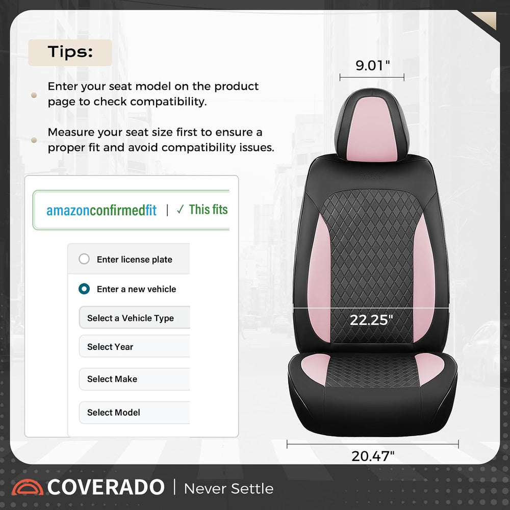 Coverado Car Seat Covers for Front Seats, Leather Seat Covers for Cars, Water...