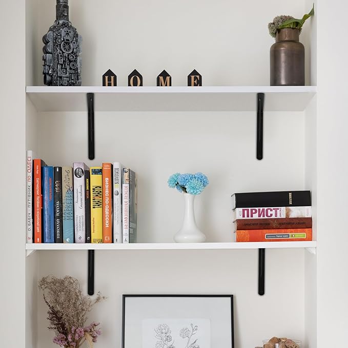 24 Pack L10 x H 8" Black Heavy Duty Shelf Brackets