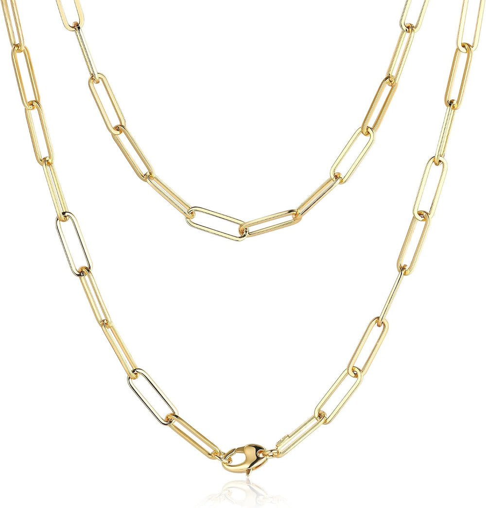 HIKARITO 5MM Paperclip Gold Chain Necklace for Women Men 14K Gold Chain Neckl...