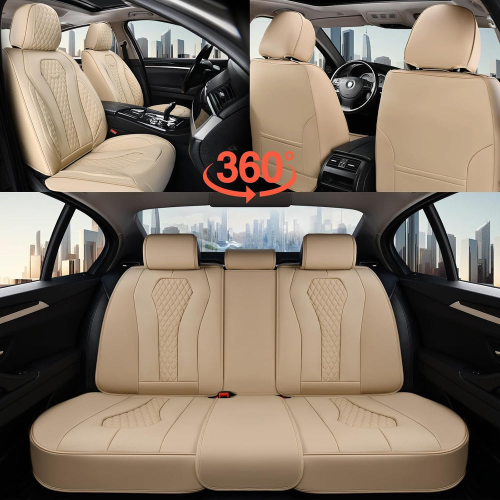 Coverado Automotive Seat Covers, Car Seat Covers Full Set, Beige Car Seat Cov...