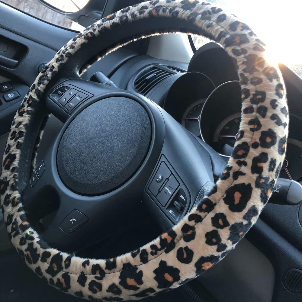 AUTOFAN Leopard Car Seat Covers Full Set with Steering Wheel Cover 2 Seat Bel...