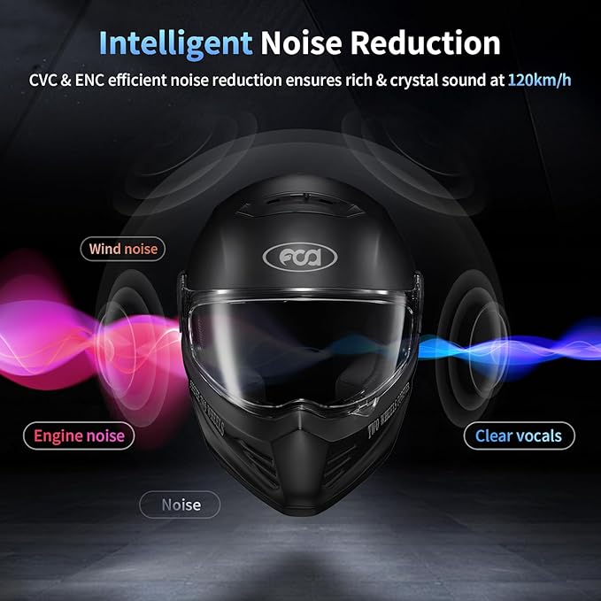 Fodsports FX-S Motorcycle Bluetooth Headset V5.4, 2-Way Helmet Intercom