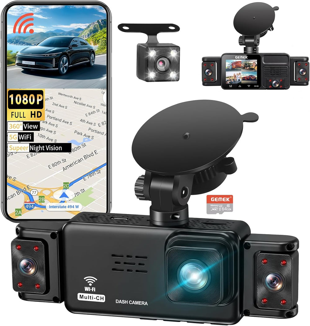5 Channel Dash Cam 360° View with 5G WiFi & APP Control