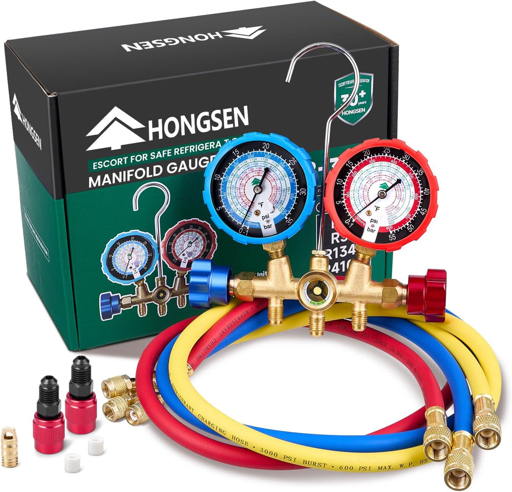 HVAC Manifold Gauge Set with Brass Body and Explosion-Proof Lens, AC Gauge Se...