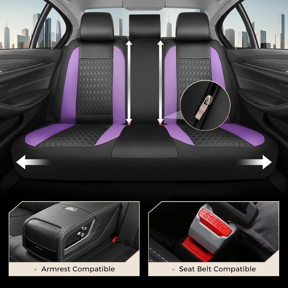 Coverado Car Seat Covers Full Set, Leather Seat Covers for Cars, Waterproof C...