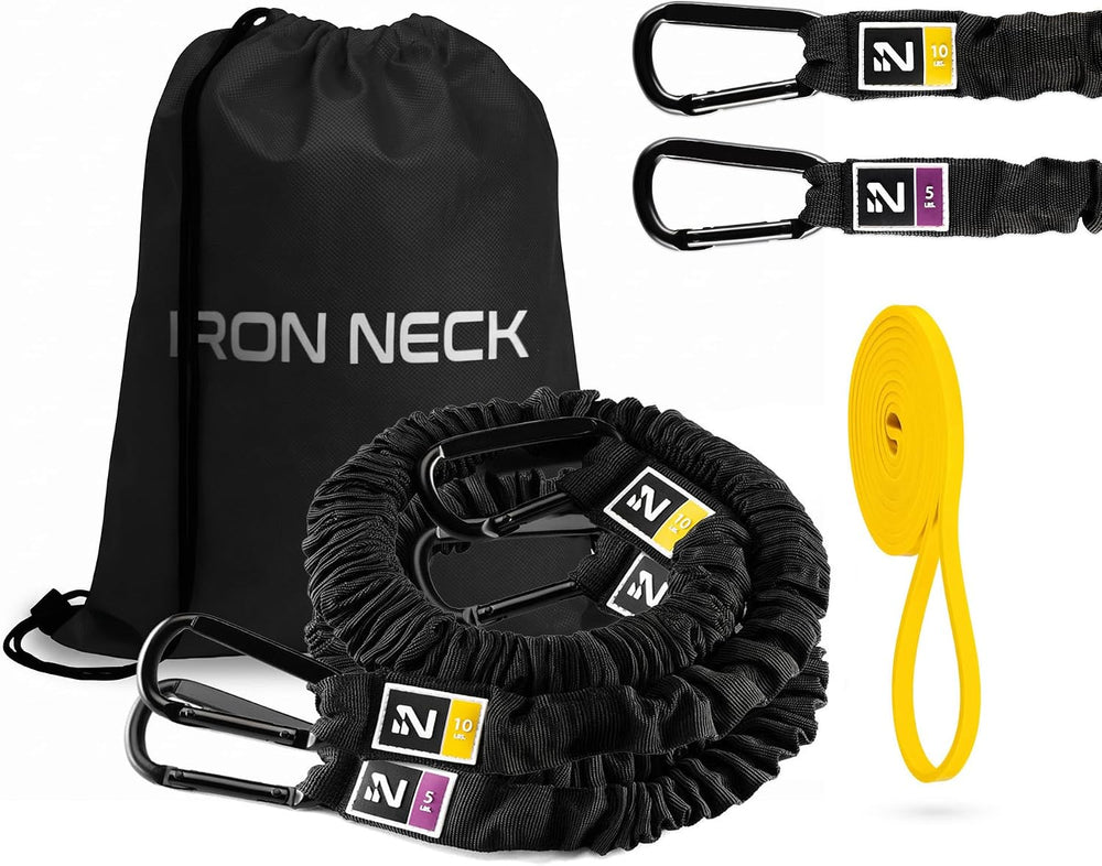 Resistance Band, Durable Exercise Band with Steel Carabiners for Neck Trainin...
